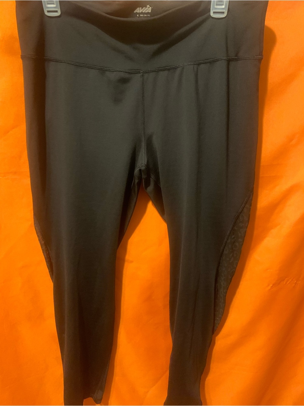 Avia Black Athletic Leggings with Side Mesh Panels